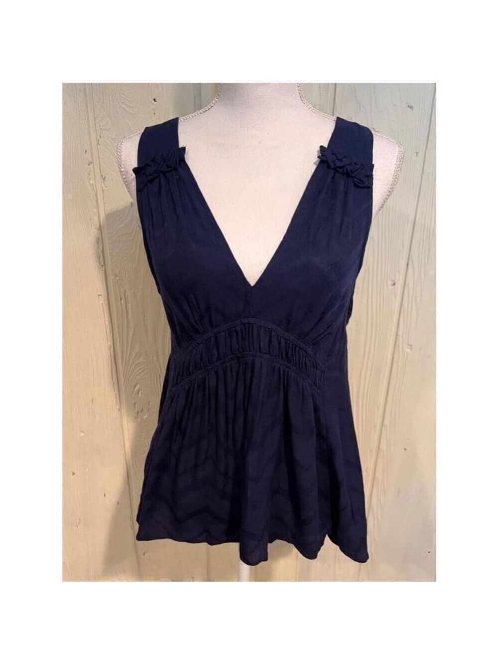 Maeve Blue Ruffle Sleeve Blouse Women's Size Small